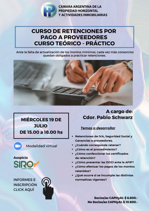 Curso Retenciones a Proveedores Julio 2023