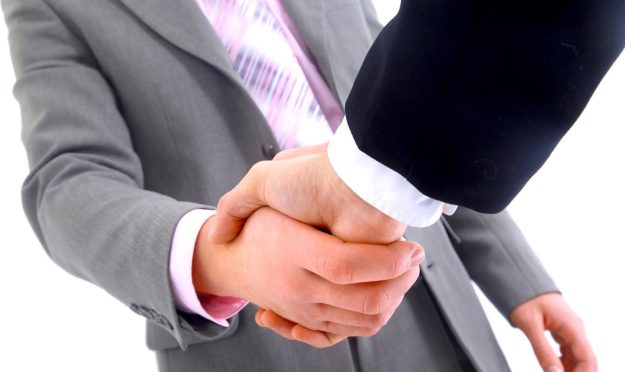 handshake isolated on white background.